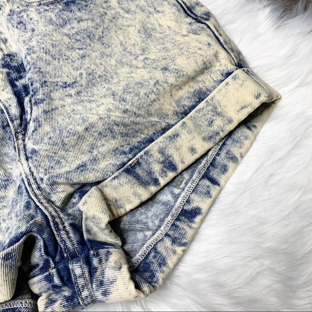 AMERICAN APPAREL High Waist Acid Wash Cuff Shorts - Picture 8 of 8